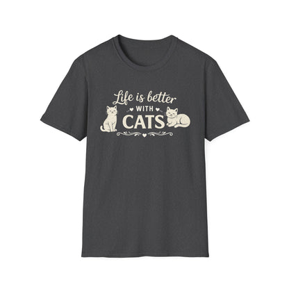 Camiseta "La vida es mejor con gatos" — Camiseta linda para amantes de los gatos