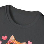 Cat Mama T-Shirt — Cute Cat with Hearts Graphic Tee for Cat Lovers