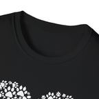 Paw Heart T-Shirt — White Doodle Paw Heart Graphic Tee