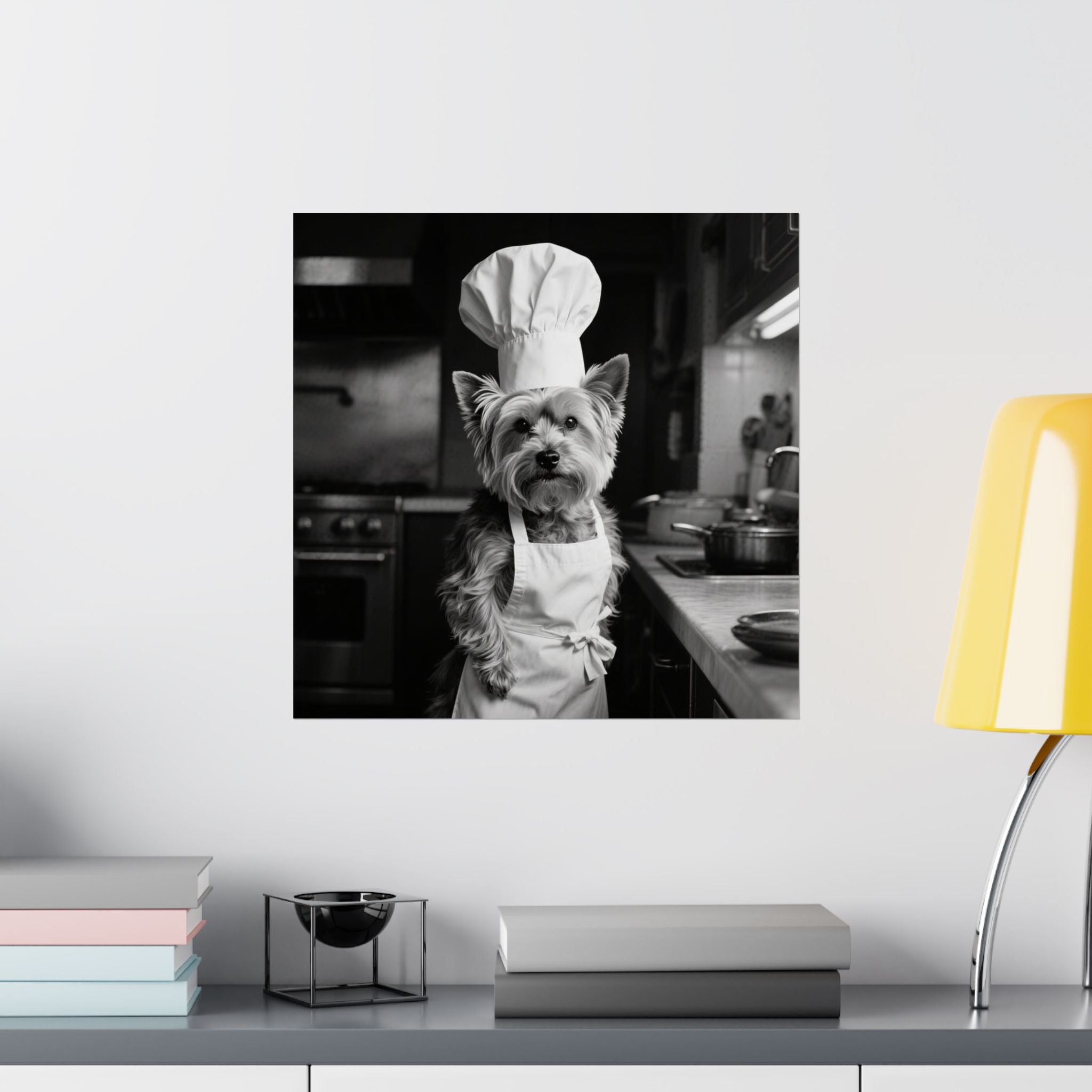 Chef Dog Poster — Matte Vertical Kitchen Wall Art (Yorkshire Terrier in Chef Hat)
