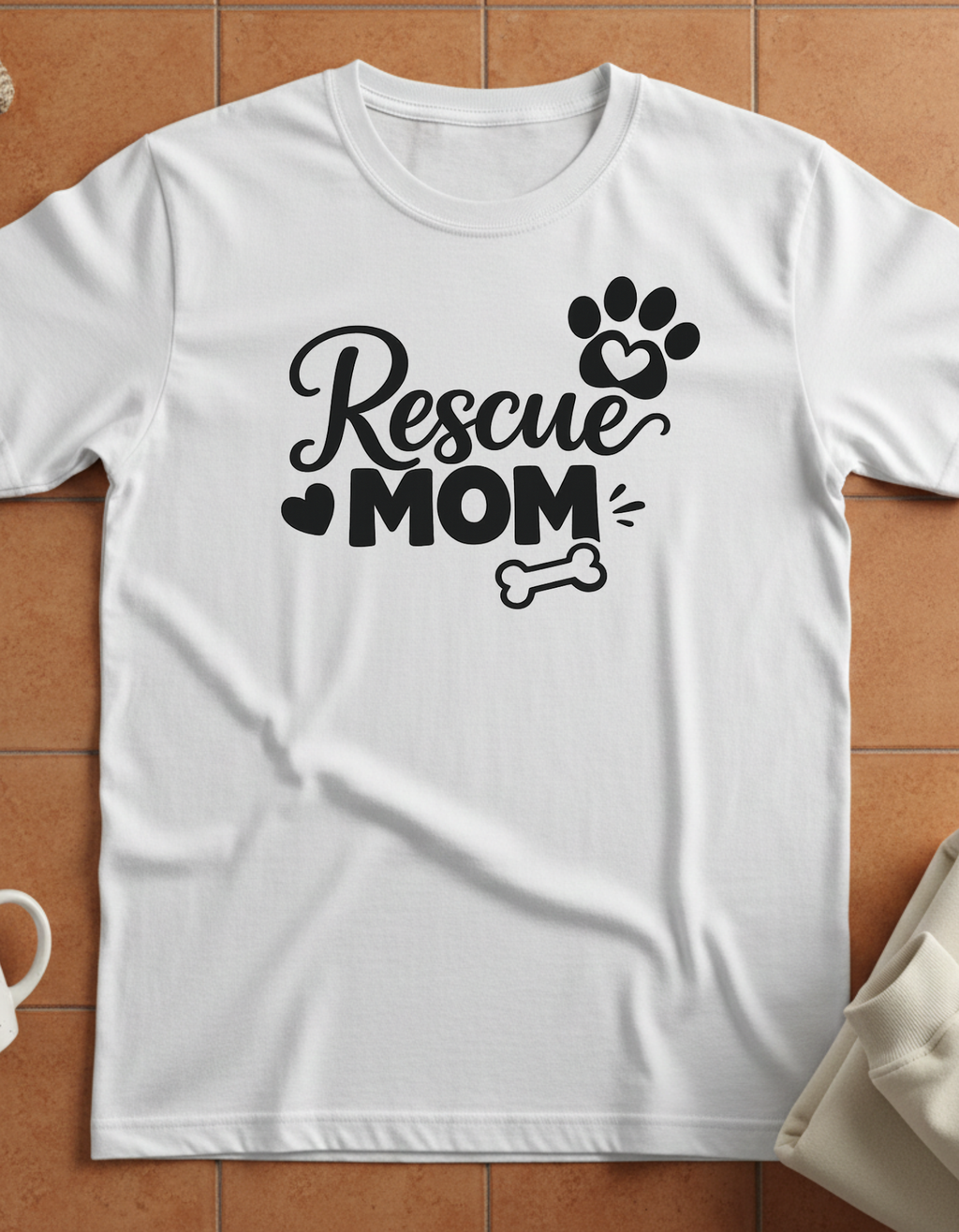 Camiseta Rescue Mom: Linda camiseta con estampado de perro rescatado para mamás de mascotas