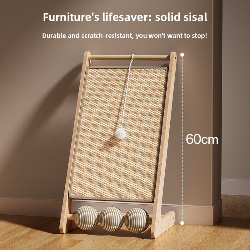 Vertical Solid Wood Cat Scratching Board with Sisal Pad