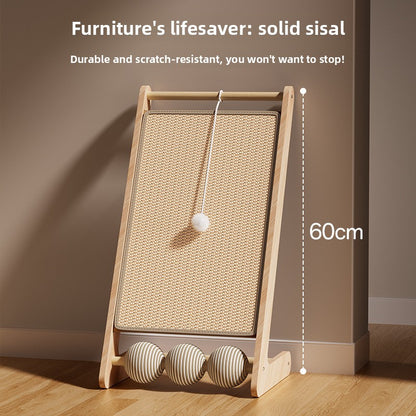 Vertical Solid Wood Cat Scratching Board with Sisal Pad