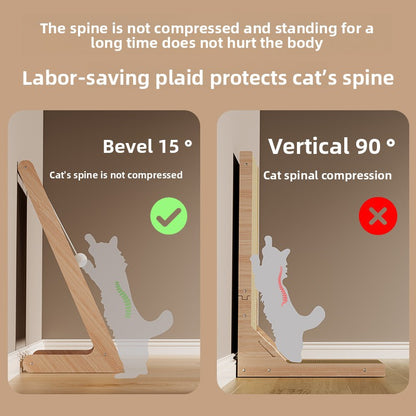 Vertical Solid Wood Cat Scratching Board with Sisal Pad